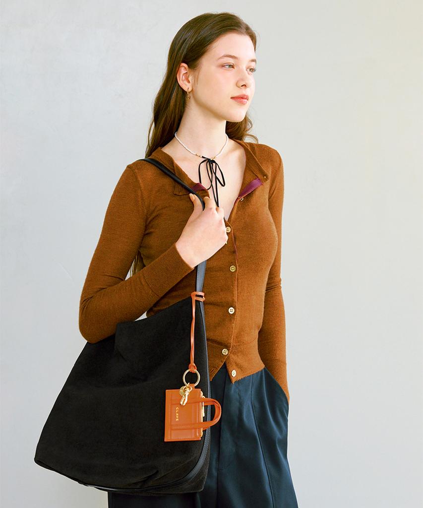 Clave Lily Suede Dark Brown Tote Bag