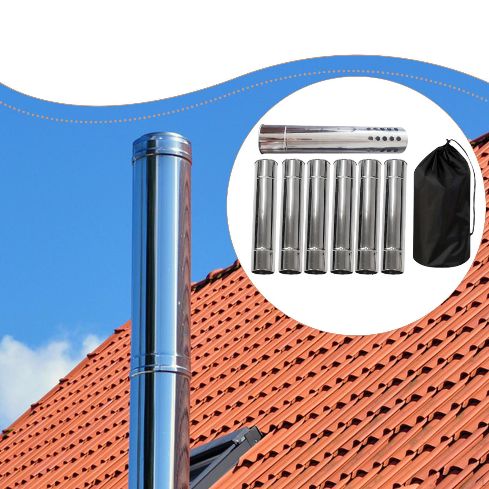 

6x Прямые дымоходные трубы Рассеивание Портативные аксессуары для камина Кемпинговая выхлопная труба для палатки