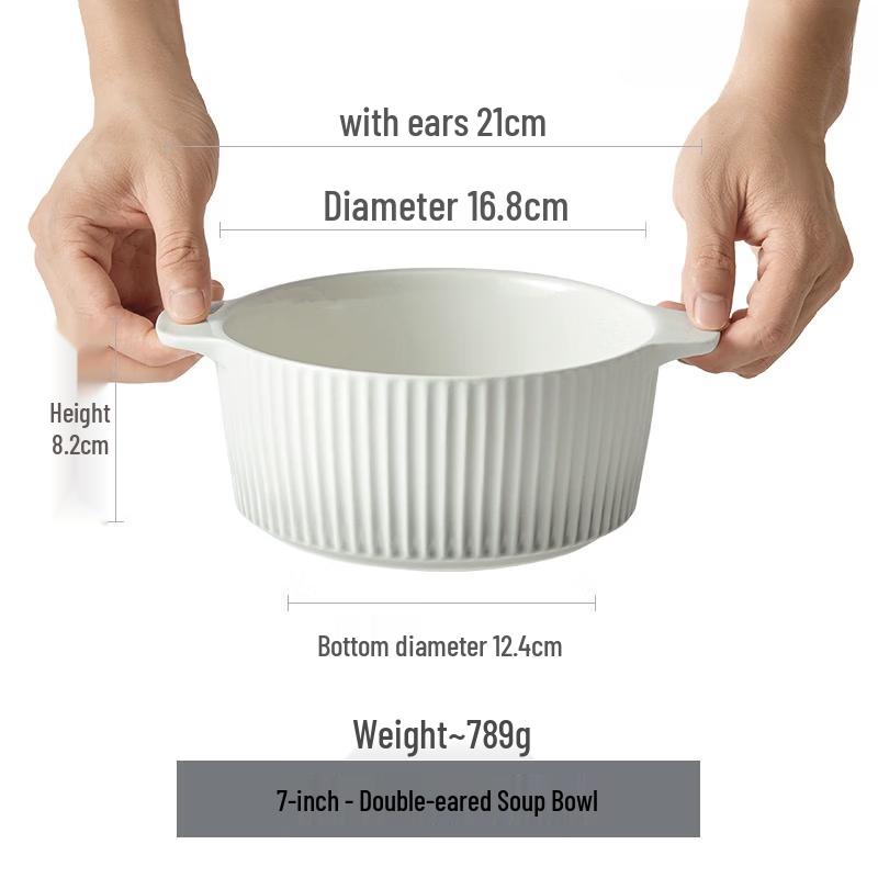 French Underglaze Ceramic Double-Handled Bowl