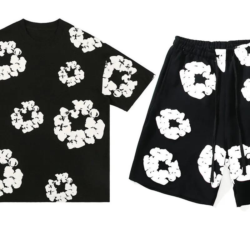 Set pantaloncini da uomo 2 pezzi T-shirt hip-hop streetwear M