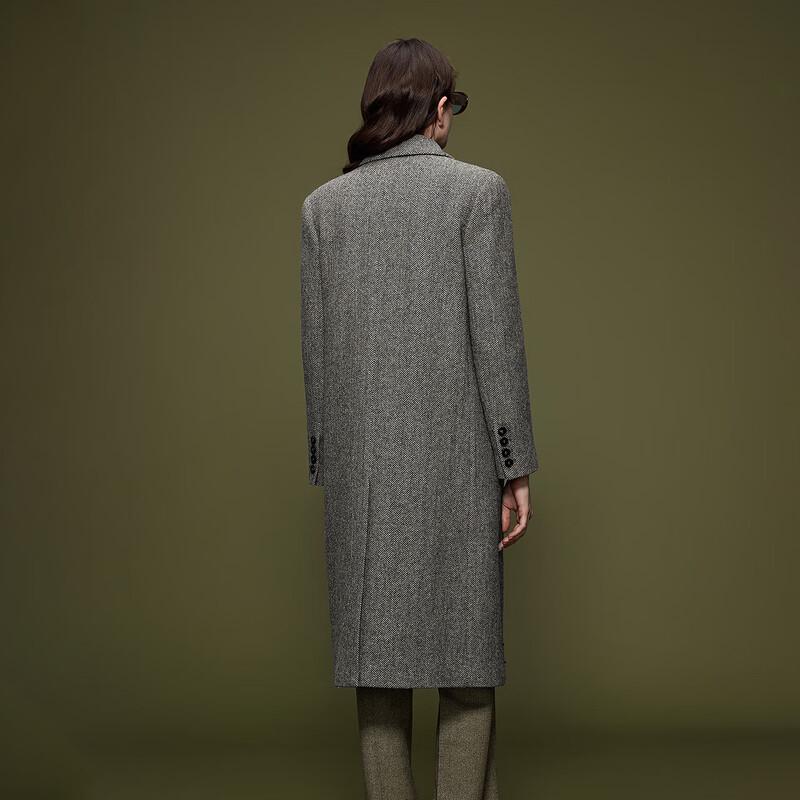 Langzi Women's Wang Churan Style Double-Breasted Wool Coat