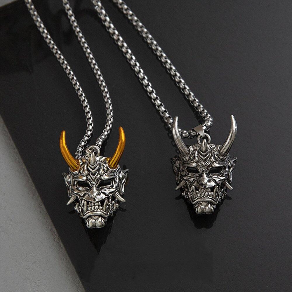 Nouveau Masque Rétro Prajna Ghost Accessoires de Bijoux Hip-Hop Pendentif Collier