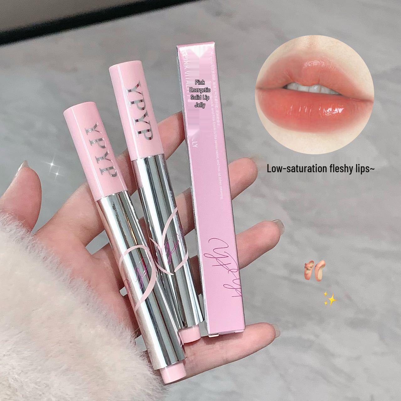 

YPYP Pink Vibrant Solid Lip Jelly: Non-Fading, Non-Stick, High Color Payoff Lip Gloss.