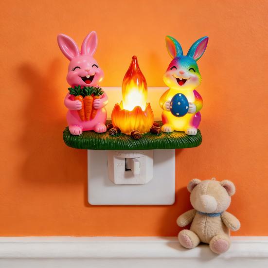 Easter Night Light Animal-Shaped Soft LED Lamp Colored Glass Lampshade Bedroom Atmosphere Lighting Living Room Dorm Party Decor