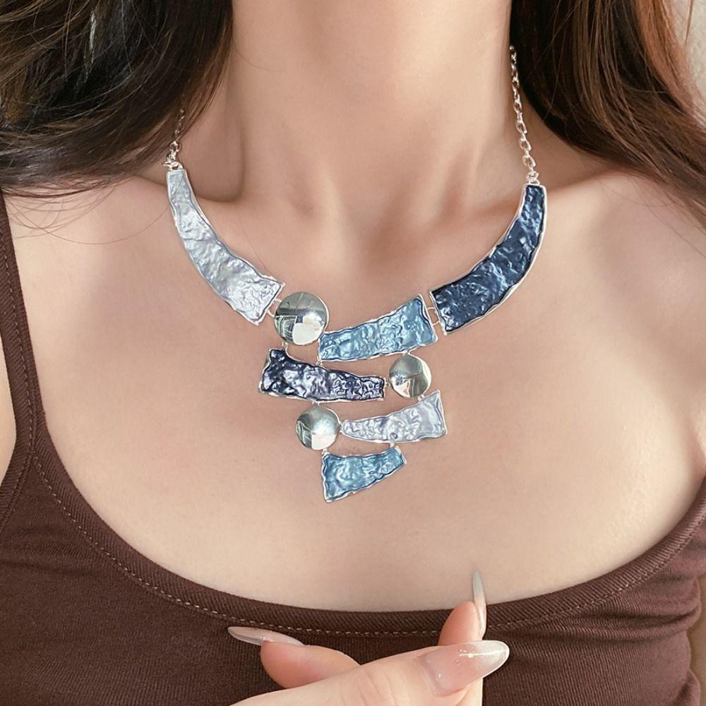 Geometric Line Women's Necklace Earring Set Exaggerated Multi Color Jewelry Set Daily Wear