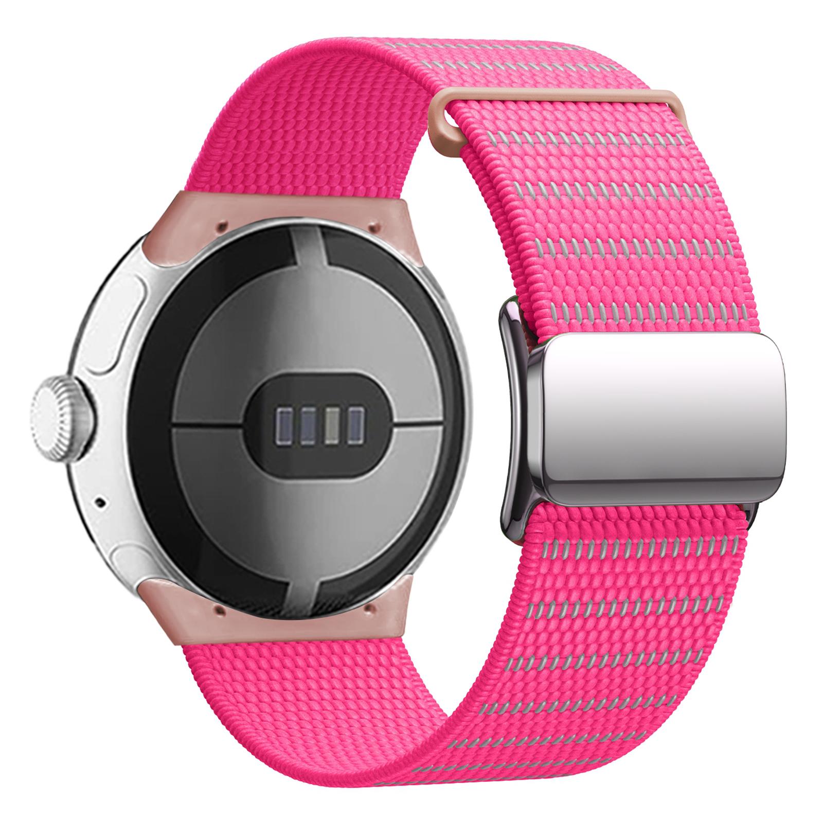 

For Google Pixel Watch 3 45mm Wrist Strap Reflective Nylon Magnetic Buckle Watch Band D