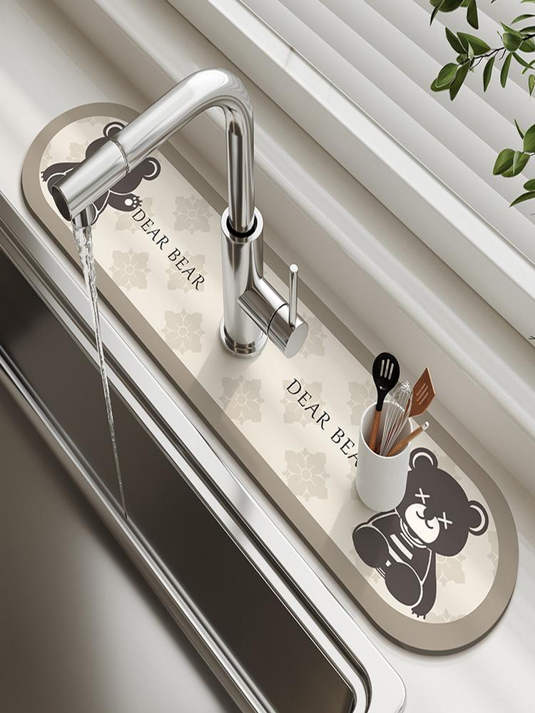 Sink Faucet Mat Kitchen Mat Drainage Mat Absorbent Table Mat Diatom Mud Bathroom Non-Slip Mat Waterproof Countertop Protection