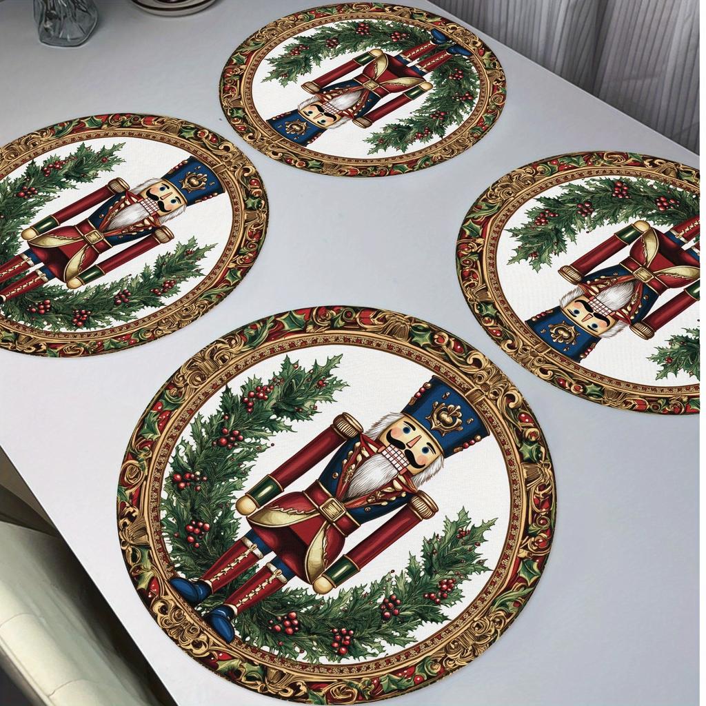 4-Piece Nutcracker Placemats Family Gatherings Christmas Parties Holiday Table Decor & Accessories