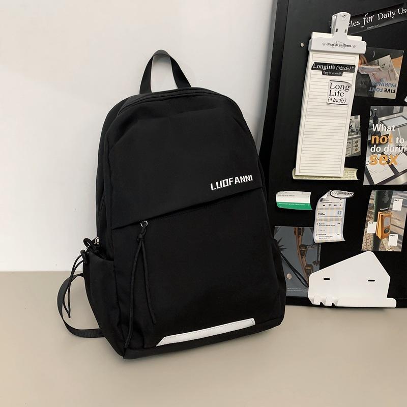 Schoolbag schoolbag female college student ins trendy brand backpack men's sense lightweight travel backpack simple solid color printing