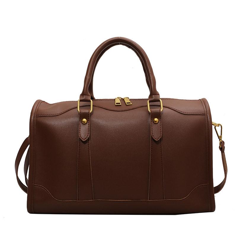 

Женская большая сумка-тоут из искусственной кожи с городским дизайном и внутренними карманами для повседневного использования кофейный