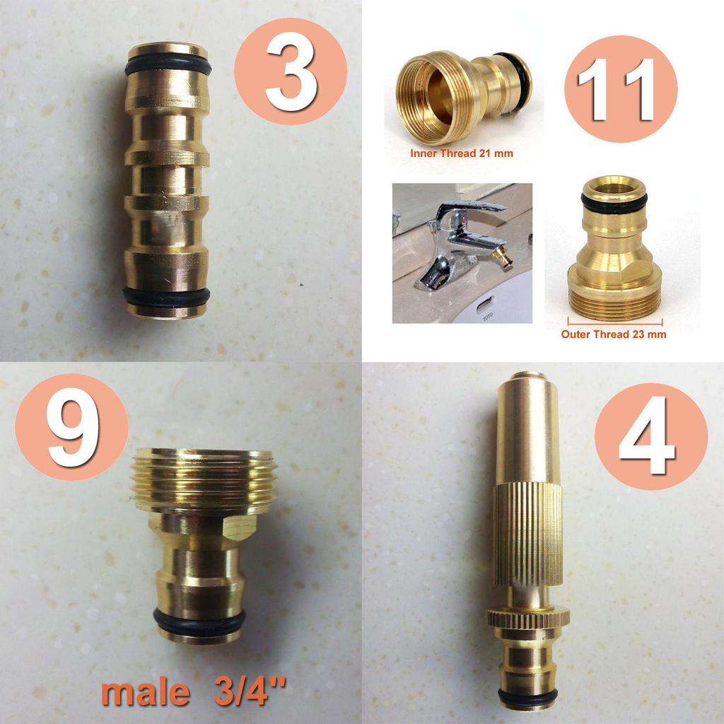 Hose Brass Tap Connector Garden Pipe Quick Fit Adapter Fitting Nozzle Kit