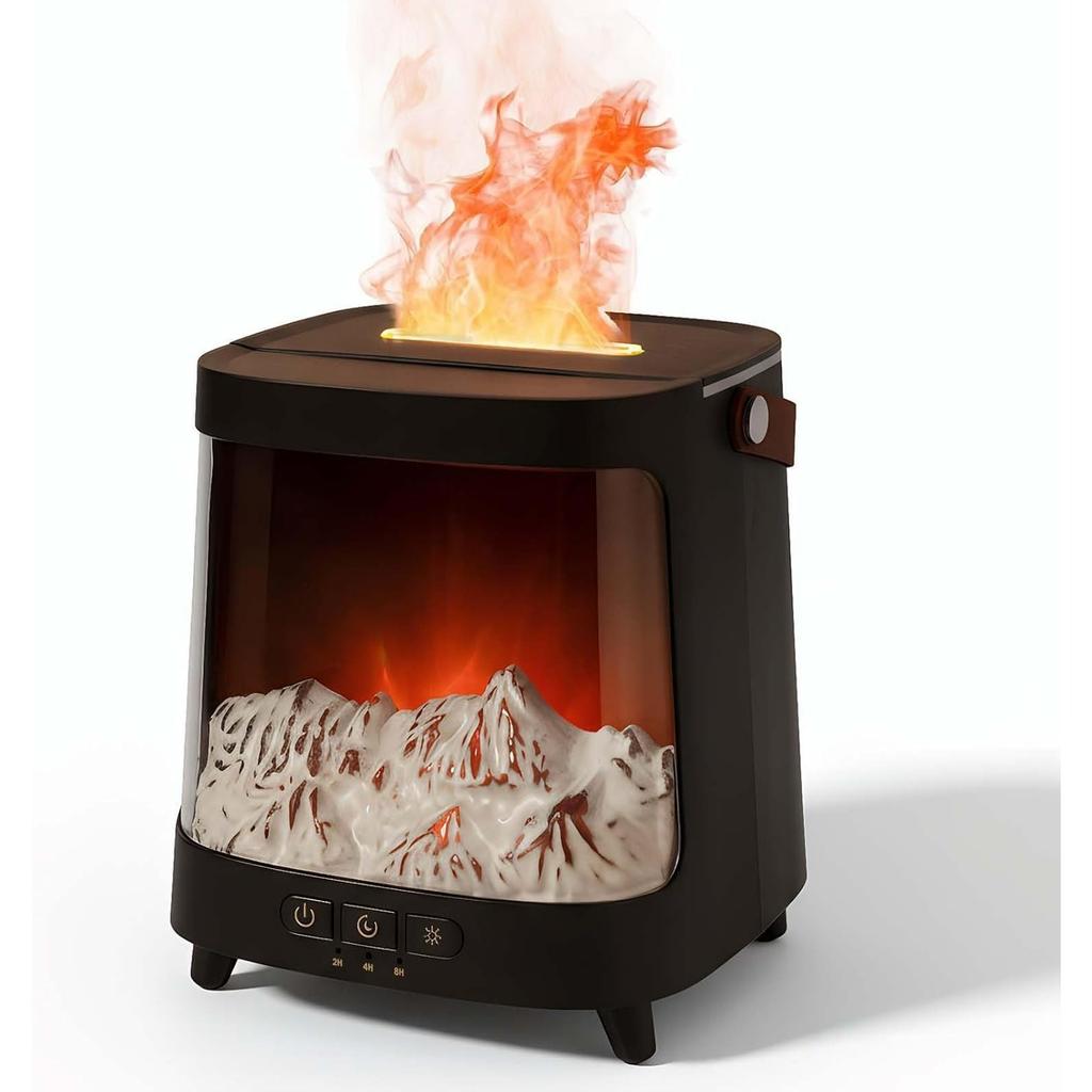 Flame-Activated Aromatherapy Humidifier,200ml Water Tank Capacity,7-Color Ambient Light,3-Speed Timer,Remote Control,Power-Off Protection,Suitable