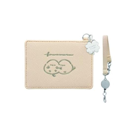 

pass case with reel Fuwamaru/beige