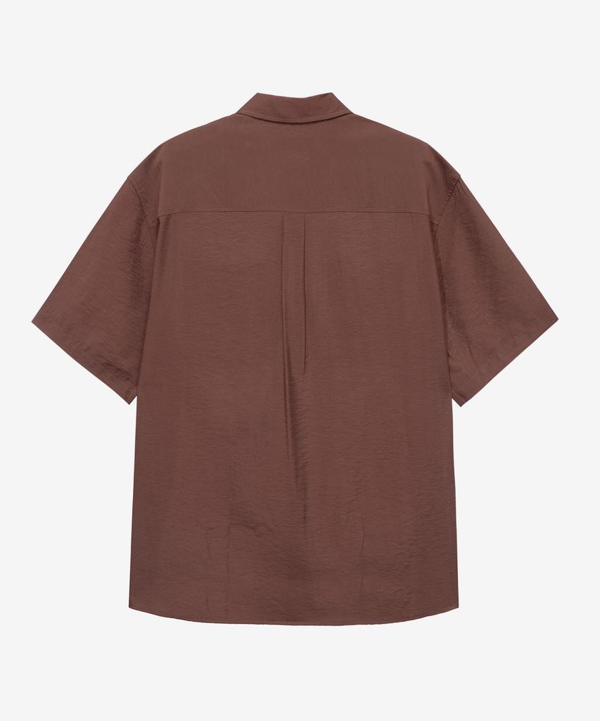 MINDBRIDGE [Couture] Pocket Oversized Brown Short Sleeve Shirt