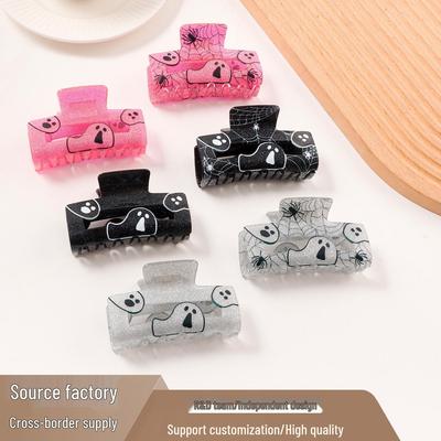 Creative Halloween Glitter Ghost & Spiderweb Hair Clip for Women