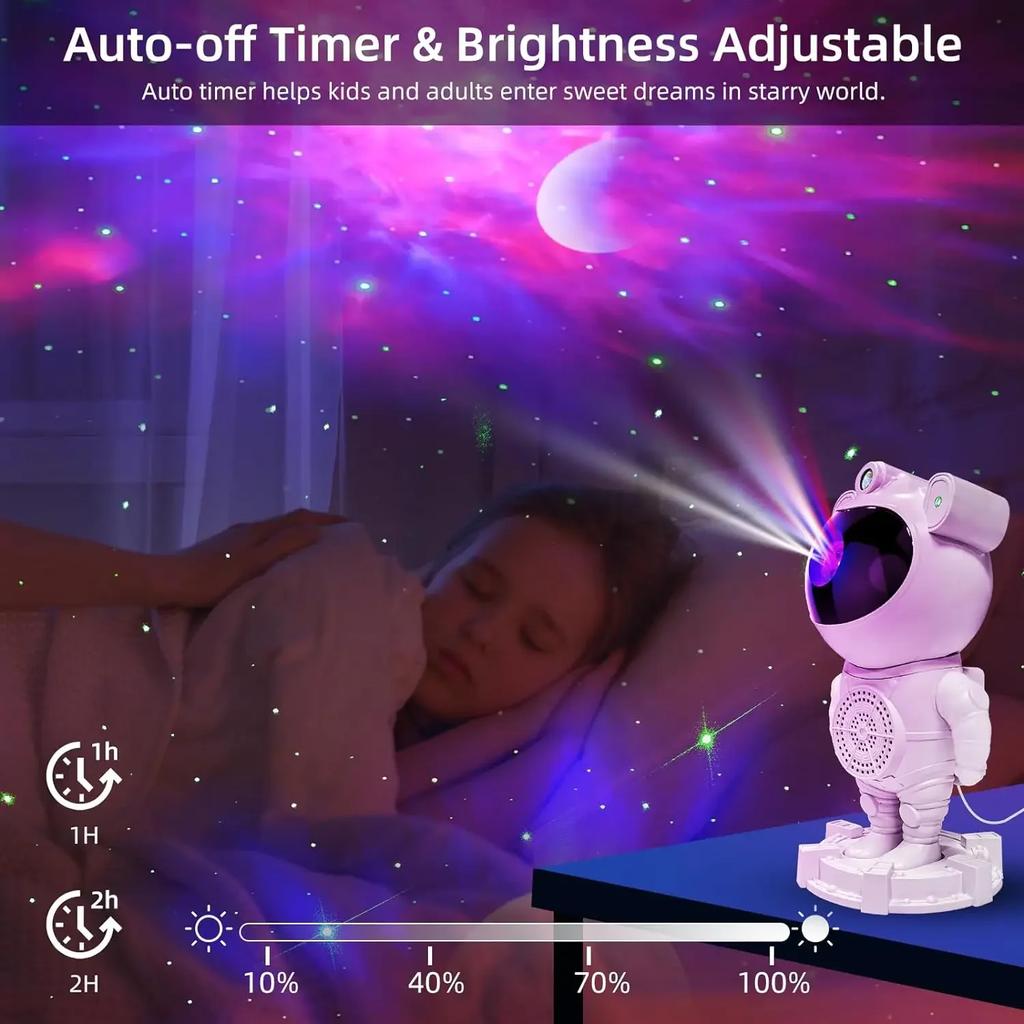 Bluetooth Astronauten Projektor LED Schlafzimmer Ambiente Nachtlicht Mond Aurora Astronaut Musik Lautsprecher Nebel Mond Sterne Projektor