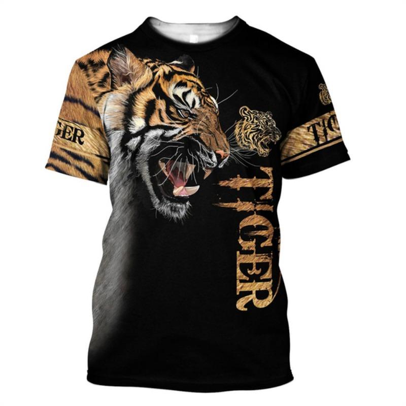 New Tiger Print T Shirt For Men 3D Printed Short Sleeve Tops Tees Trend Personality Streetwear Graphic T-shirt Quality Tshirt