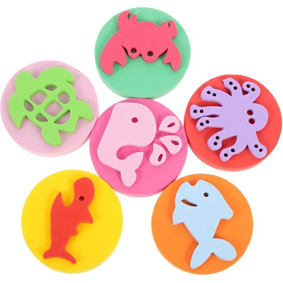 NUOBESTY Kids Painting Sponge 6Pcs EVA Paint Stamper Ocean Animal Pattern Sponge Painting Shapes Early Learning Finger Paint Sponge Craft Drawing