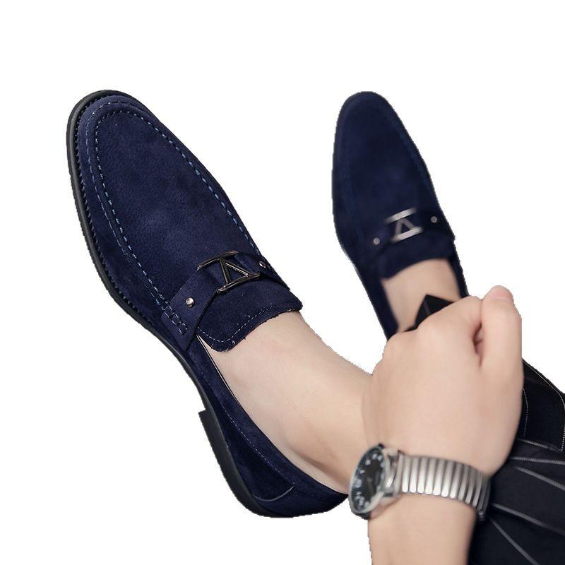 Spring men's foot-fitting lazy shoes foreign trade large size pointed leather shoes casual shoes suede men's shoes driving shoes