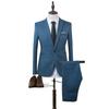2Pcs/Set Men Spring Autumn Solid Color Business Suit Lapel Long Sleeve Pockets Single