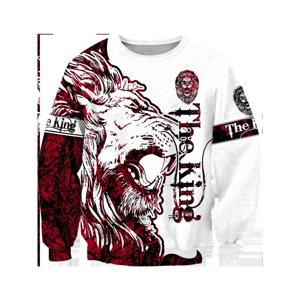 Lions and Tigers 3D Digital Printing Hatless Models Pullover Sweater Men's New Autumn Bottoming Shirt Fashion Trend Tops