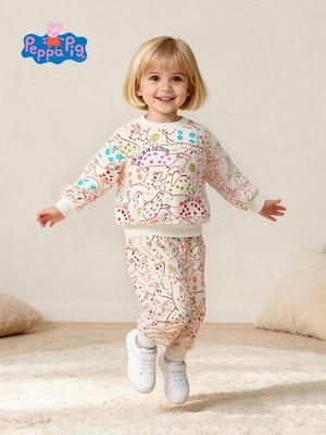 Peppa Pig Dinosaur Print Two-Piece Set: Long Sleeve Sweatshirt & Sweatpants