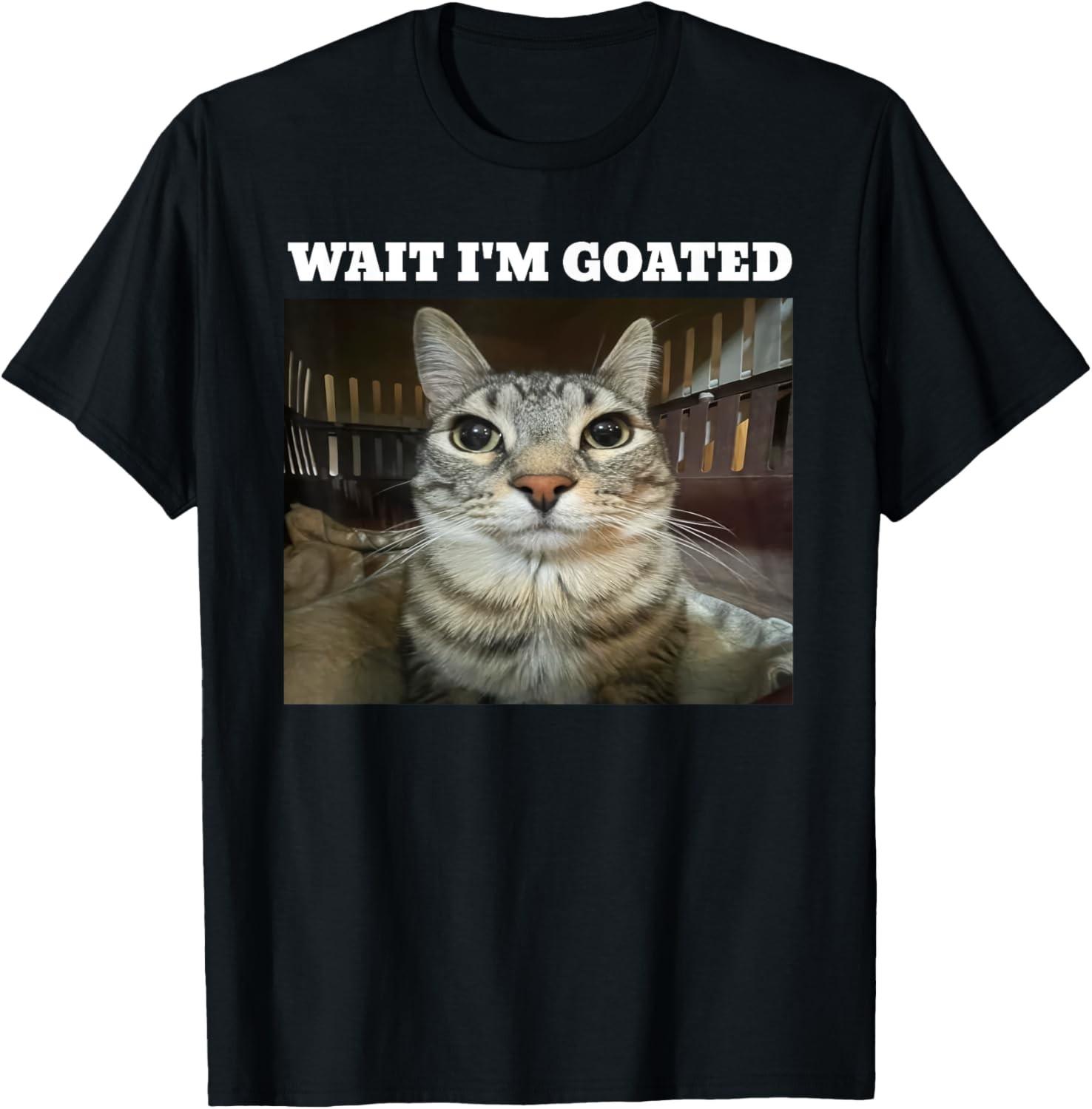 Wait I m Goated Cat Meme T-Shirt S разноцветный