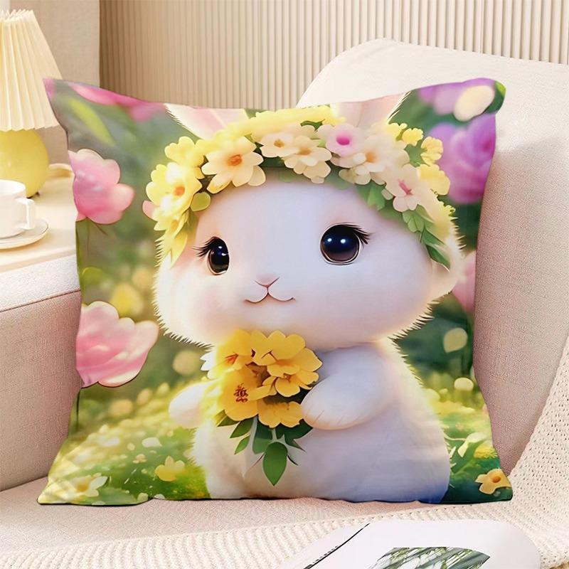 

Спальня Вітальня Квадратна подушка Наволочка Милий кролик Декоративна наволочка 45x45cm