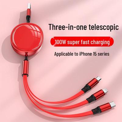 Câble Rétractable 3-en-1 à Charge Rapide 100W pour Huawei, Apple & Android