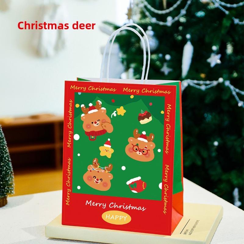 

Cute Christmas Handbag, Student Cartoon, High Appearance Level Souvenir Paper Bag, Christmas Eve Gift Packaging Bag Christmas Elk; Paper