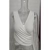 Women Sexy Cross Wrap Ruched Solid Crop Tank Top Slim Fit