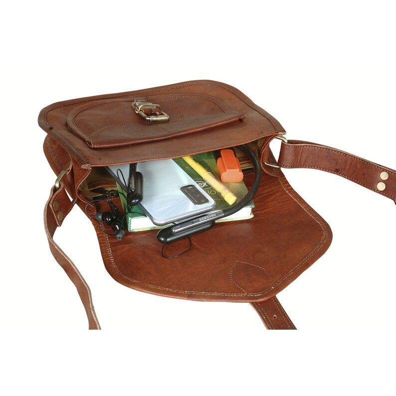 Goat Leather Crossbody Bag for Women | Handmade Vintage Brown Purse | Small Leather Satchel | Shoulder Bag | Gift for Her