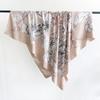 Korean Design Plant Flower Print Silk Scarf Summer Thin Large Square Scarf High Sense Temperament Versatile Sun Protection Shawl