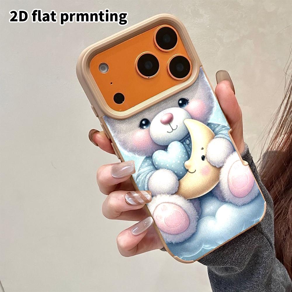 Phone Case: 2D flat lambskin suitable for iPhone 18, 17, 16, 15, 14, 13 Pro film protective case, pajama bear, Christmas and Halloween gift