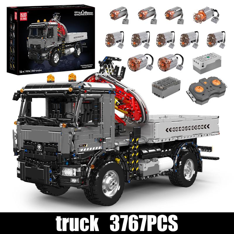 3767Pcs Technical Car Toys The RC Truck-Mounted Crane Transport Vehicle Building Block Brick Set Kids Christmas Gift Boys