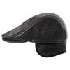 100% Genuine Leather Beret for Men - Middle-Aged Elderly Autumn Winter Retro Driver Cap Vintage Fashion Warm Duckbill Hat