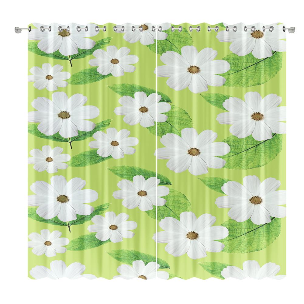 Floral Curtain Fabric Bedroom Living Room Balcony Blackout Curtain Office Hotel Heat Insulation Curtain