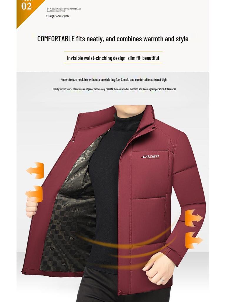 2025 Stylish Cotton Stand Collar Jacket: Winter Business Casual Outerwear for Men