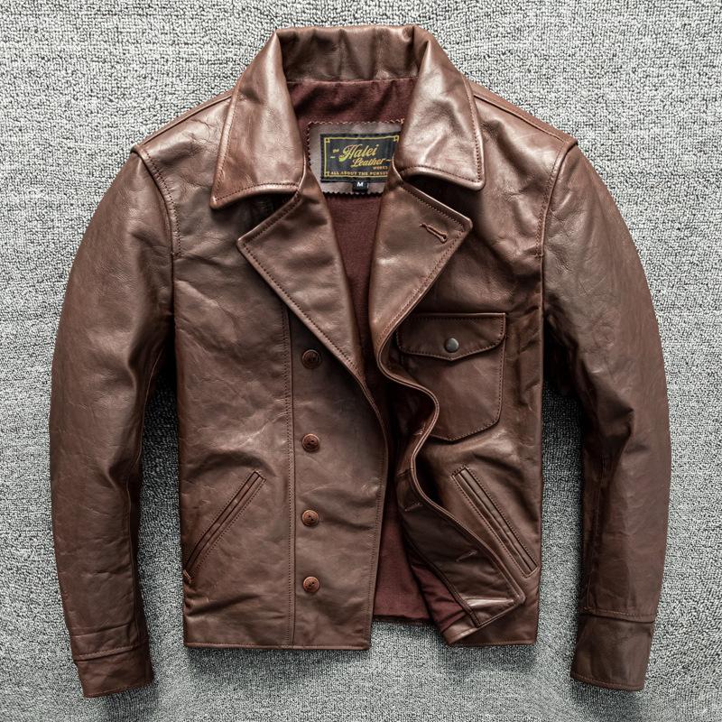 

Первый слой коровьей кожи Калифорнийский медведь Мужская натуральная кожа Кожаная одежда Одежда для мотоциклистов Куртка с тяжелой стиркой 5XL