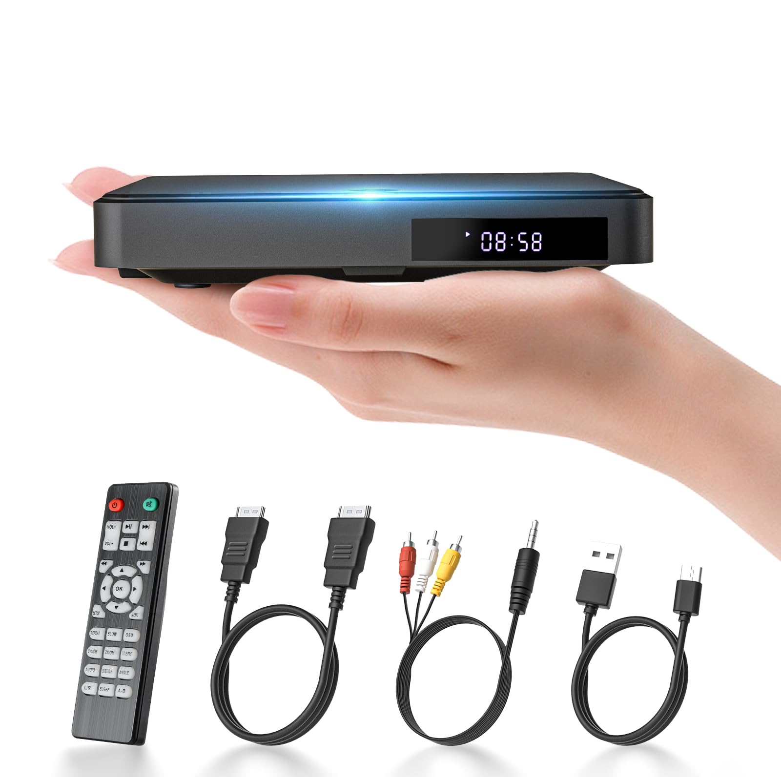 

Arafuna Mini DVD 1080P Playback USB Region CPRM HDMI Playback of and Terrestrial Digital Connects to Not Includes Headphone AV and Remote Control чорний