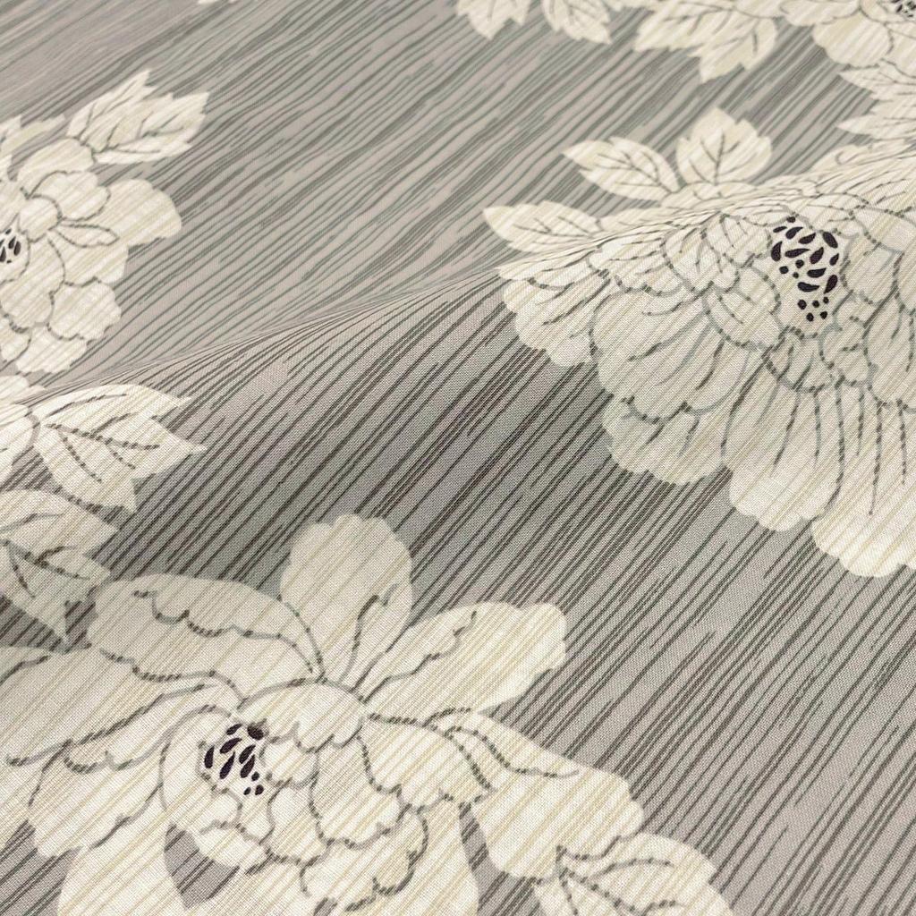 Fuuka Yukata Set Adult One Size Fits Peony with Obi Women's (2 Pieces), Size, Most, (Beige/White) Pre-tied (White)