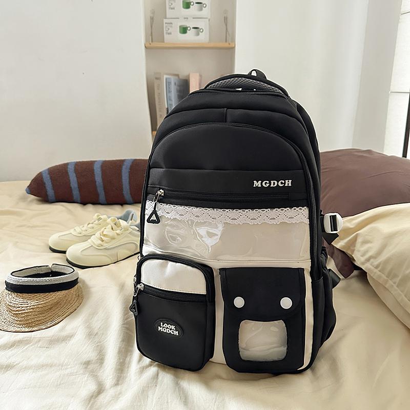 College Colorblock Schultasche Damen Reiserucksack Leichtgewichtiger Klassenrucksack