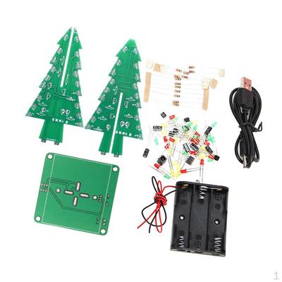 3D Ağaç Kendin Yap Kitleri Renkli 7 Renkli Işık Flaş LED Devresi Noel Ağaçları