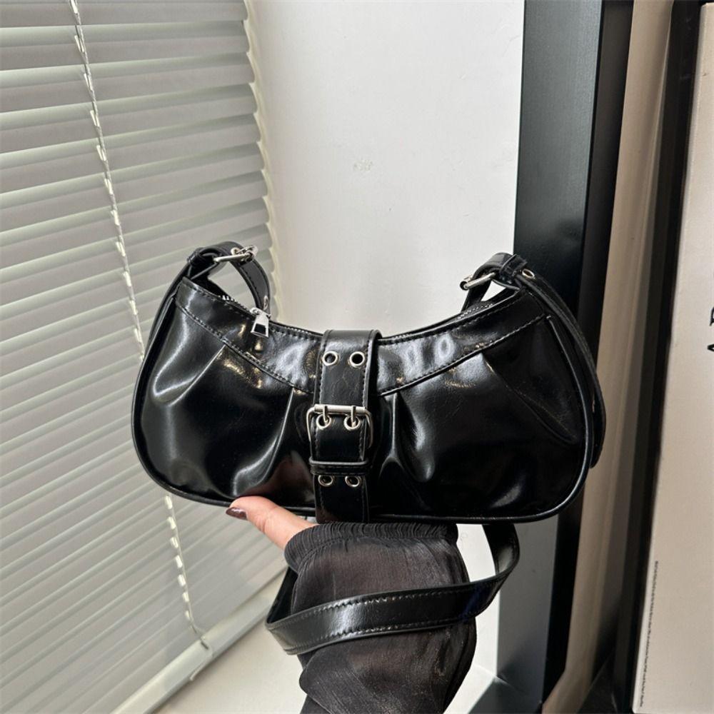 Pu Leather Buckle Armpit Bag Designer Spicy Girl Handbag Fashion Y2k Shoulder Bag Women