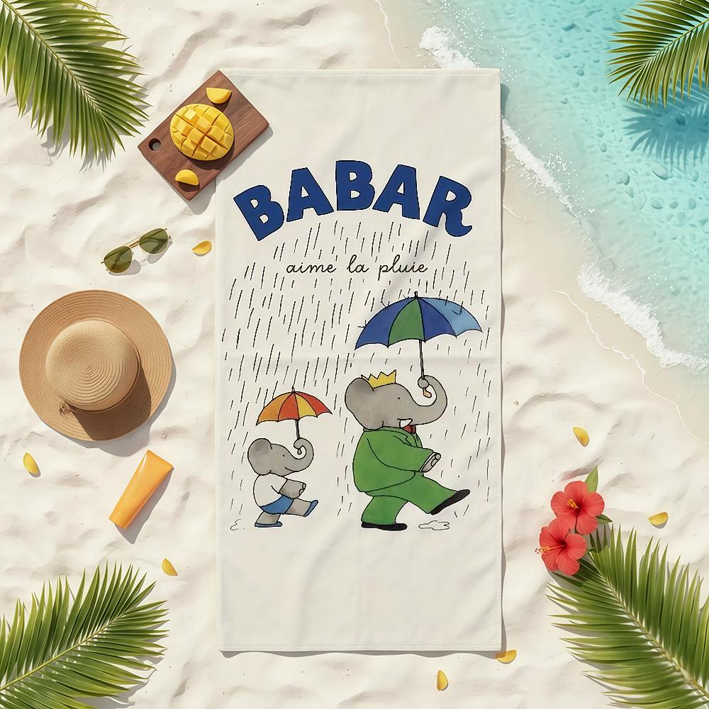 Cartoon Babar The Elephant Towel Soft Pool Gift For Travel Gym Shower Camping Quick Dry Sports Beach Towels