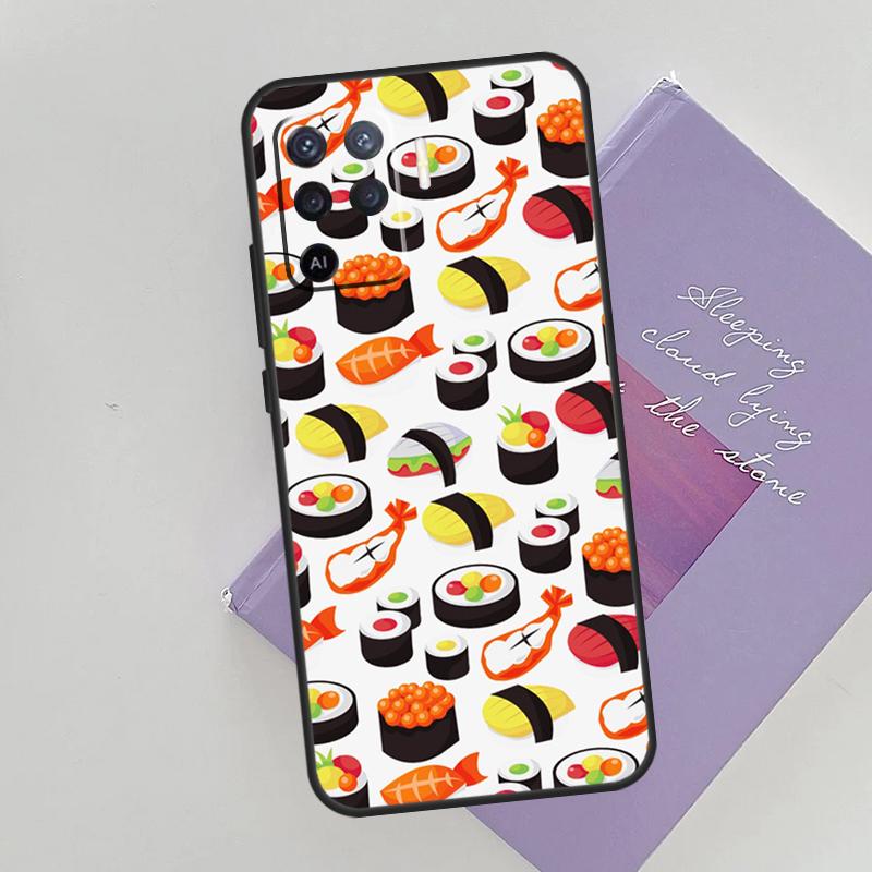 

Kawaii Sushi Pattern Phone Case For Oppo A74 A53 A54 A94 A15 A16 A17 A52 A72 A76 A96 A57S A58 A78 A98 Back Cover OPPO A5 2020
