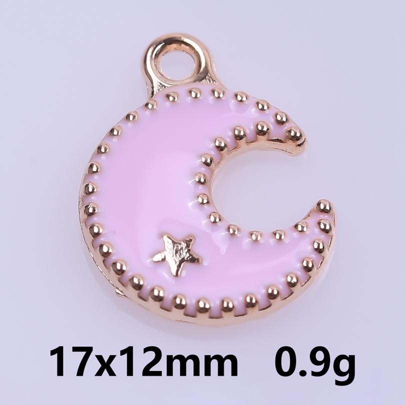 Rosa Liebe Mädchen Accessoires Emaille Großhandel Anhänger Für Schmuckherstellung Zubehör Mond/Blume/Schmetterling Anhänger Charm DIY Ohrring Basteln