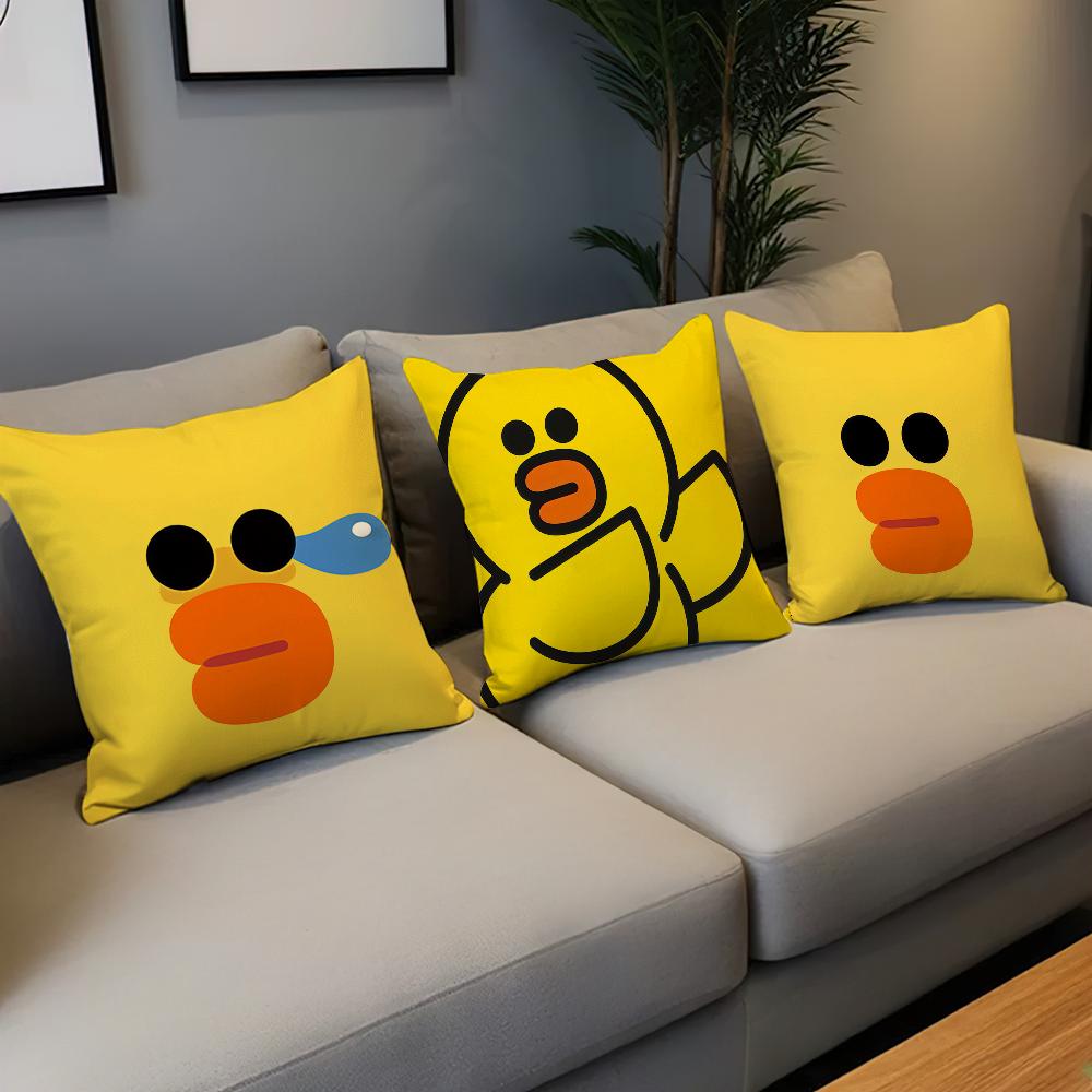 Cute Cartoon Kawaii Yellow Duck S-Sally Face Art Soft Hogar Pillowcase For Sofa Living Room Bed Home Decor Protective Covers