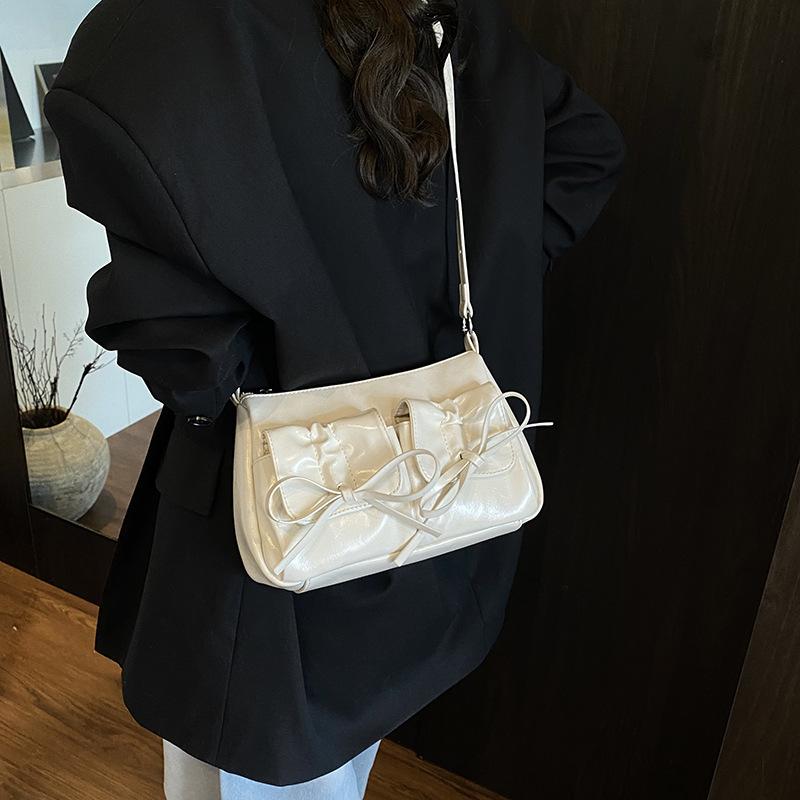 Fashion Bow Bag Women's New Versatile Solid Color Shoulder Bag Multi-pocket Messenger Bag