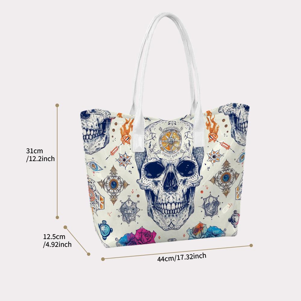 Mystic Skull Print Shoulder Bag Fashion Casual Portable Large Capacity Daily Tote Handbag